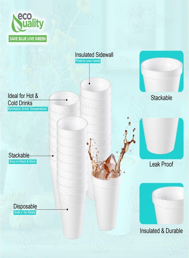 EcoQuality 10 oz White Insulated Foam Drinking Cup Single Use Disposable for Drinks Water Coffee Tea Juice Soda Espresso Latte Cooler Cups (100) - Image 5